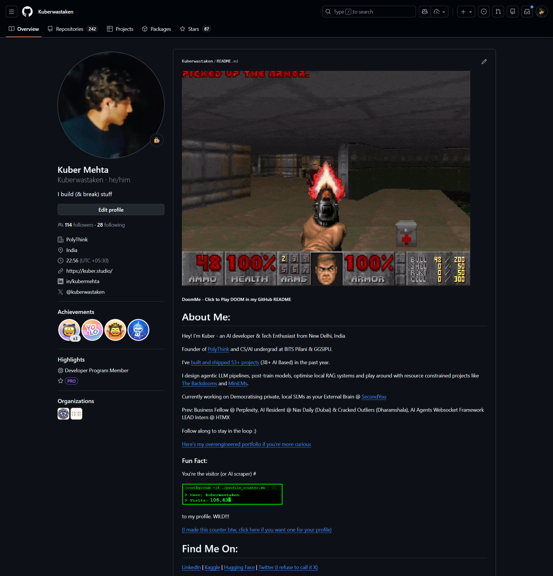 A Screenshot of my GitHub Profile